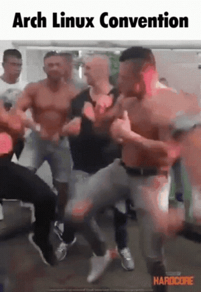 Men Dancing At Arch Linux Convention GIF