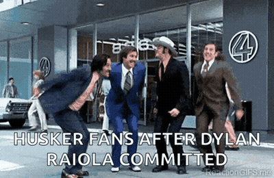 Men Dancing Husker Fans After Dylan Raiola Committed GIF