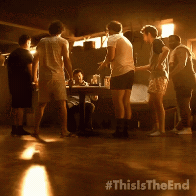 Men Dancing In Dark Room #Thisistheend GIF