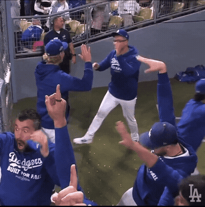 Men Dancing In Dodgers Shirts GIF