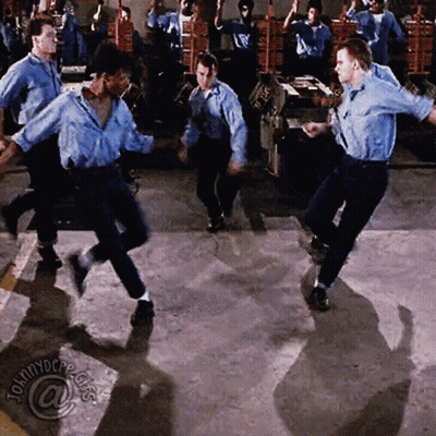 Men Dancing In Front Of Johnny Depp Sign GIF