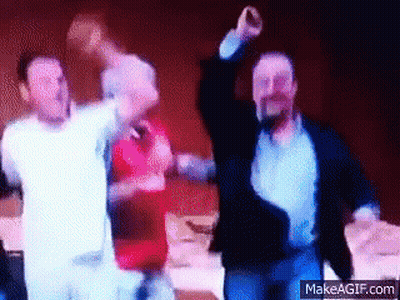 Men Dancing In Front Of Make A GIF Sign GIF