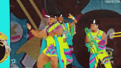 Men Dancing In Front Of Screen GIF