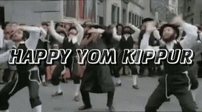 Men Dancing In Street With Happy Yom Kippur GIF