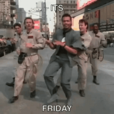 Men Dancing On Street Saying It's Friday GIF