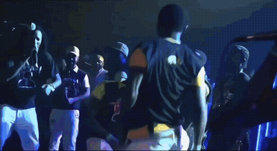 Men Dancing One Wearing Black Shirt With Letter P GIF