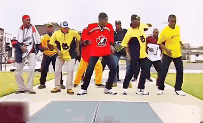 Men Dancing One Wearing Red Jersey Number 8 GIF