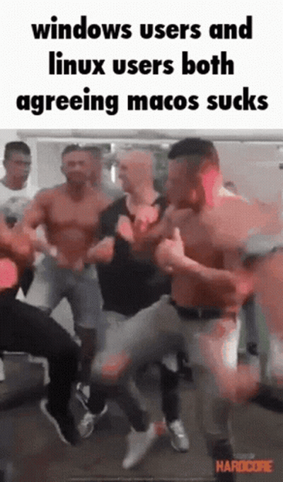 Men Dancing Windows Users Linux Users MacOS Sucks GIF