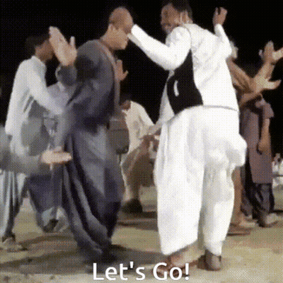 Men Dancing With Let's Go
