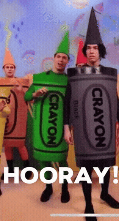 Men Dressed As Crayons Hooray GIF