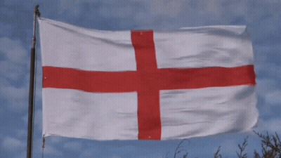 Men Dressed As England Flags In Crowd GIF