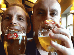 Men Drinking Stella Artois Beer GIF