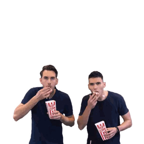 Men Eating Popcorn Sticker