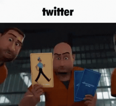 Men Holding Cards With Police Officer GIF