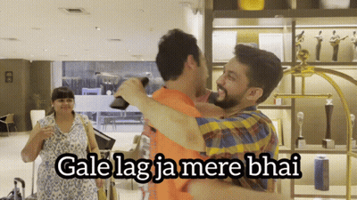 Men Hugging Gale Lag Ja Mere Bhai GIF