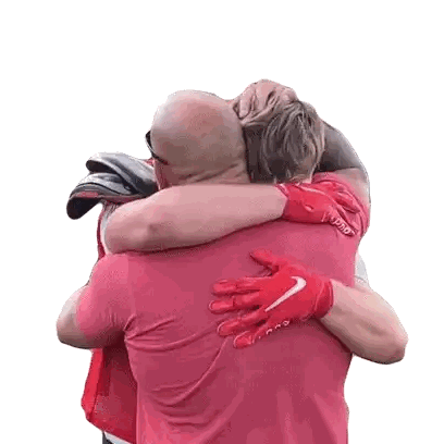 Men Hugging In Red Shirts Sticker