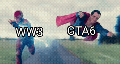 Men In Capes Flying With WW3 And GTA6 GIF