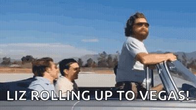 Men In Convertible Car Liz Rolling Up To Vegas GIF