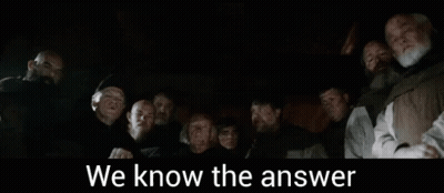 Men In Dark Room Saying We Know The Answer GIF