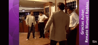 Men In Front Of Gracias Autor Renato Manuel Robles Sign GIF