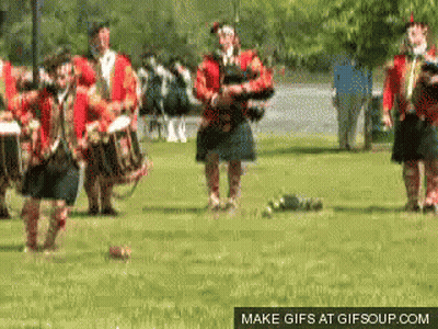 Men In Kilts Playing Bagpipes And Drums GIF