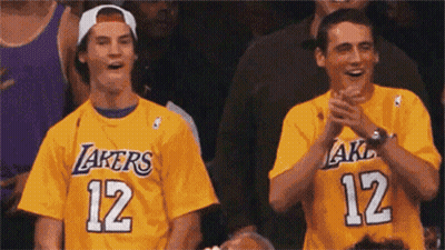Men In Lakers Jerseys Clapping GIF