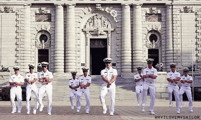 Men In Military Uniforms Dancing Saying Why I Love My Sailor GIF