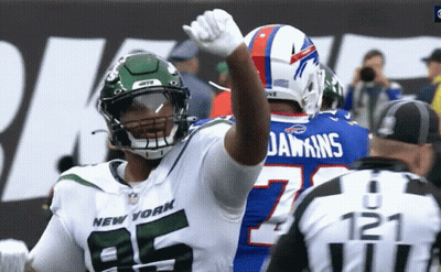 Men In New York And Buffalo Jerseys High Five GIF