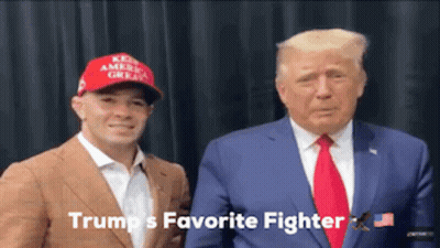 Men In Red Hat And Suit: Trump's Favorite Fighter GIF
