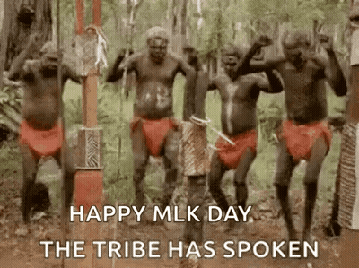 Men In Red Underwear Dancing In Woods Happy MLK Day The Tribe Has Spoken GIF