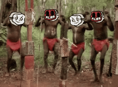 Men In Red Underwear Dancing Together GIF