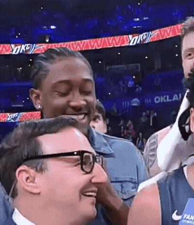 Men In Stadium Watching Basketball Wearing Glasses GIF