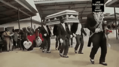 Men In Suits Carrying Coffins In Funeral Procession GIF