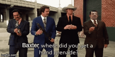 Men In Suits One Holding Hand Grenade GIF