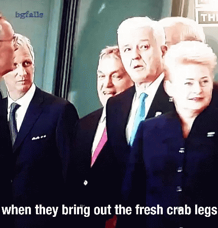 Men In Suits When They Bring Out Fresh Crab Leg GIF