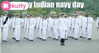 Men In White Uniforms Marching In Parade Kulfyy Indian Navy Day GIF