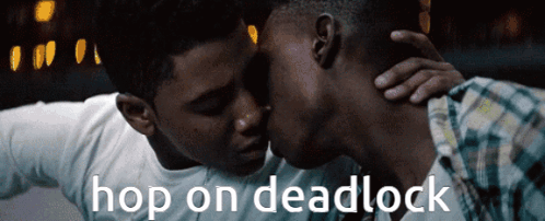 Men Kissing Hop On Deadlock GIF