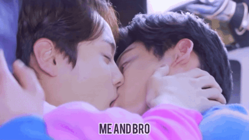 Men Kissing With Me And Bro Above GIF