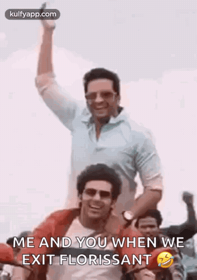 Men Laughing With Arms Raised GIF