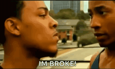 Men Looking at Each Other Saying Im Broke