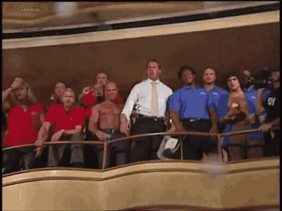 Men On Balcony One Wearing Y Shirt GIF