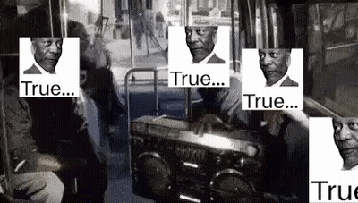 Men On Bus Holding Boombox With Faces GIF