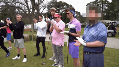 Men On Golf Course With Par 4 Sign GIF