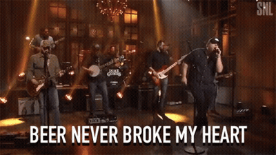 Men Playing Guitar Singing Beer Never Broke My Heart GIF