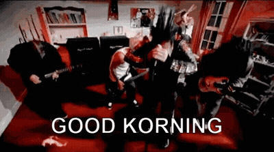 Hombres tocando guitarras y cantando Buen Korning GIF