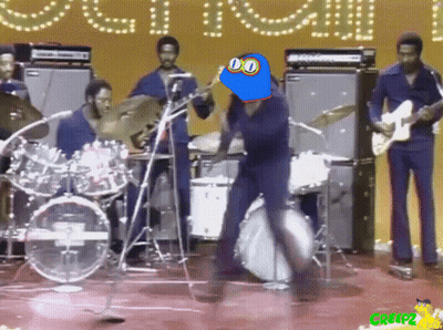 Men Playing Instruments On Stage With Creep2 Logo GIF