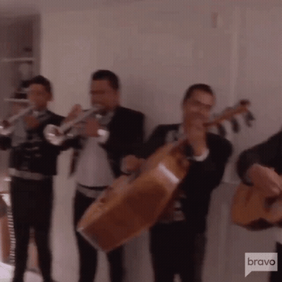 Men Playing Instruments With Bravo GIF