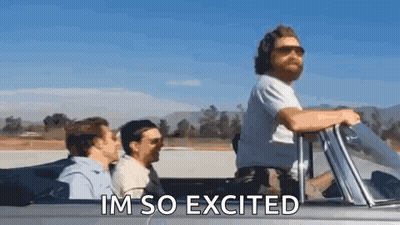 Men Riding Convertible Car Excited GIF