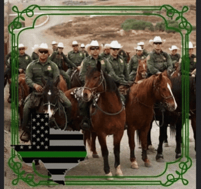Men Riding Horses In Green Frame GIF