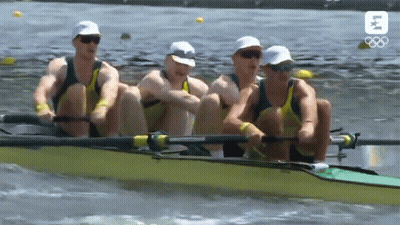 Men Rowing Boat With LK GIF